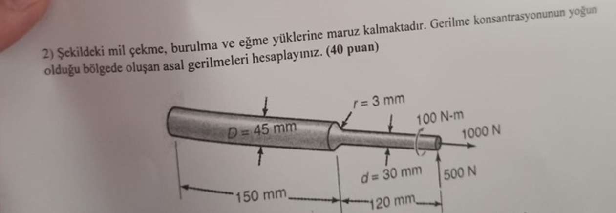 2 ) ekildeki mil ekme , burulma ve e me y klerine