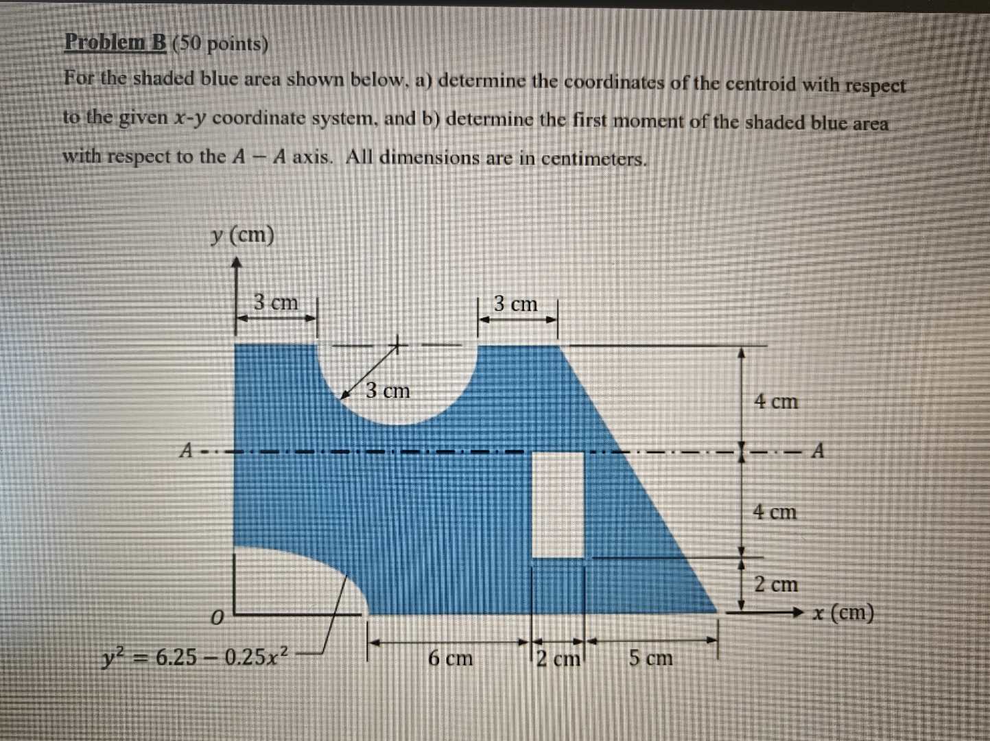 Problem B ( 5 0 points ) For the shaded blue area