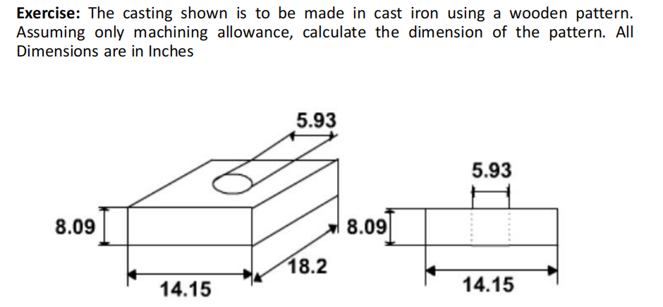 Exercise: The casting shown is to be made in cast