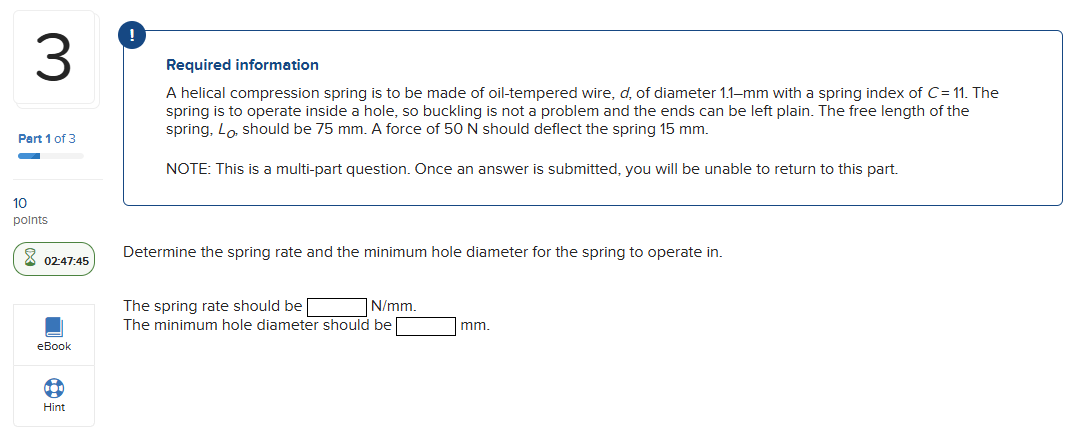 Required information: A helical compression