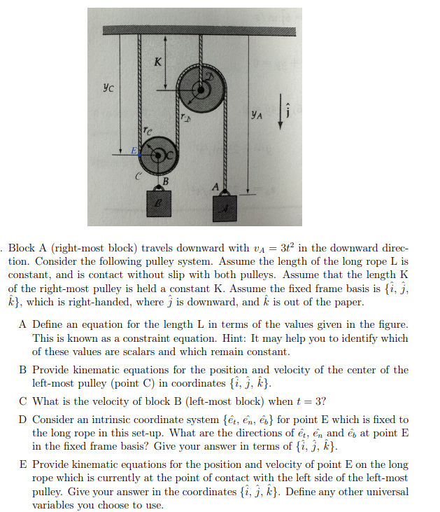 Block A ( right - most block ) travels downward