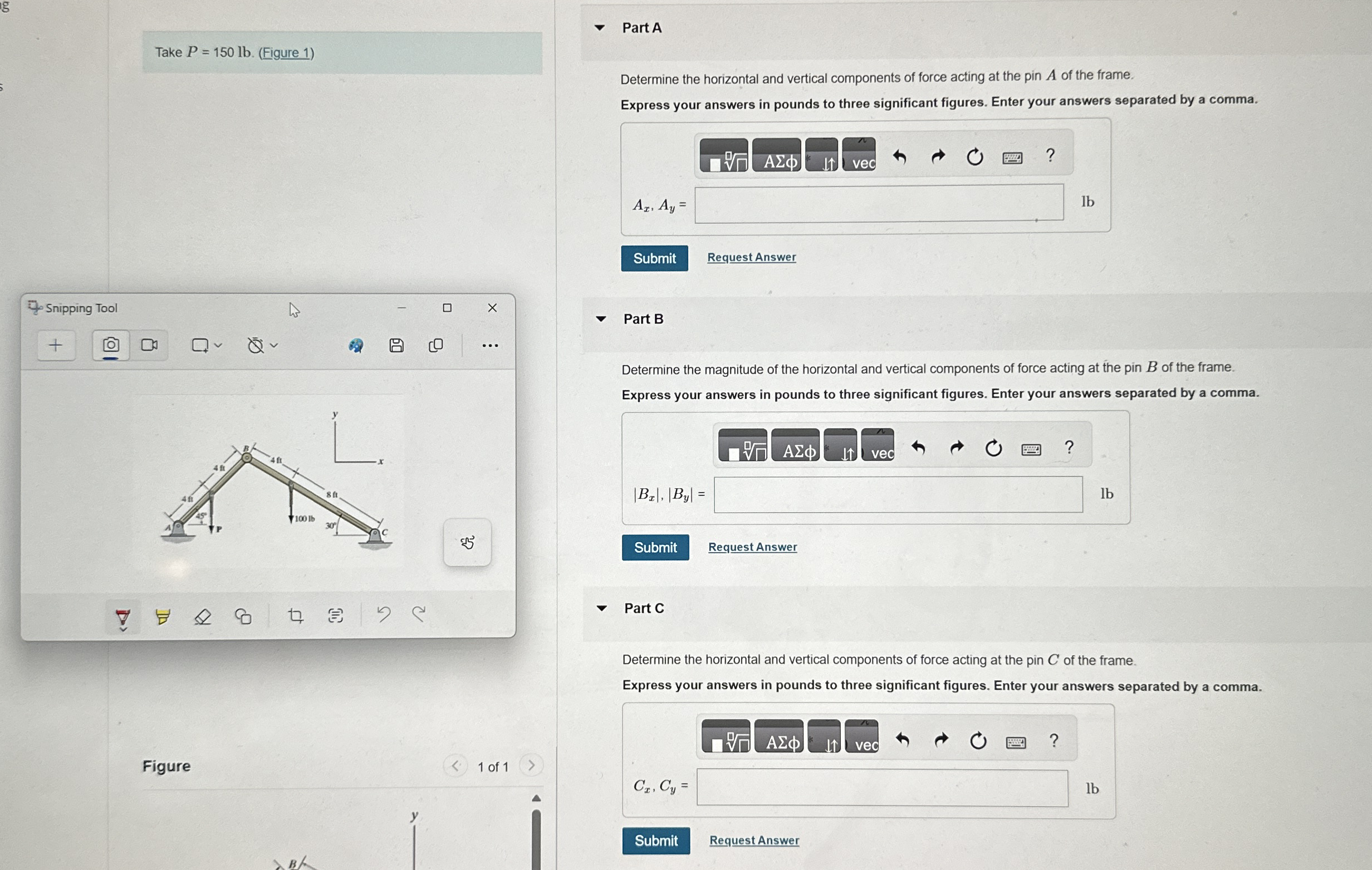 Take P = 1 5 0 l b . ( Figure 1 )