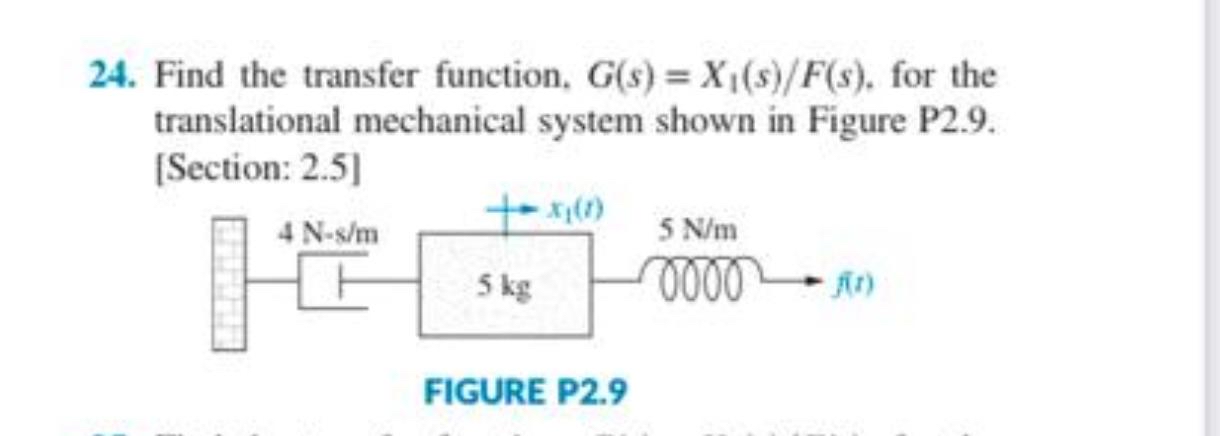 Find the transfer function, G ( s ) = x 1 s F ( s
