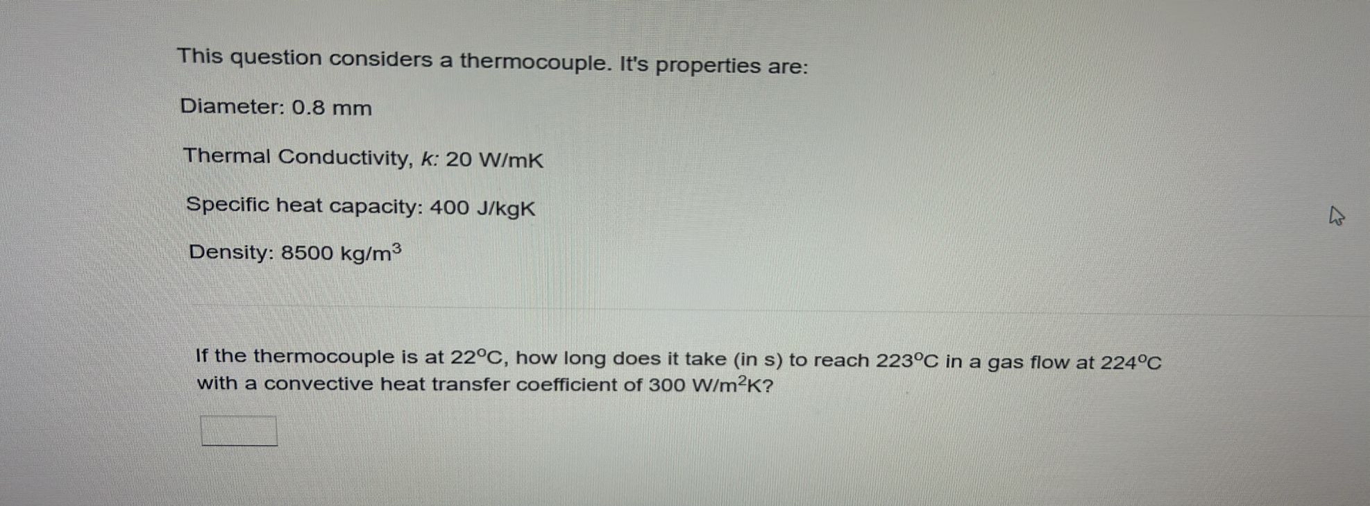 This question considers a thermocouple. It's