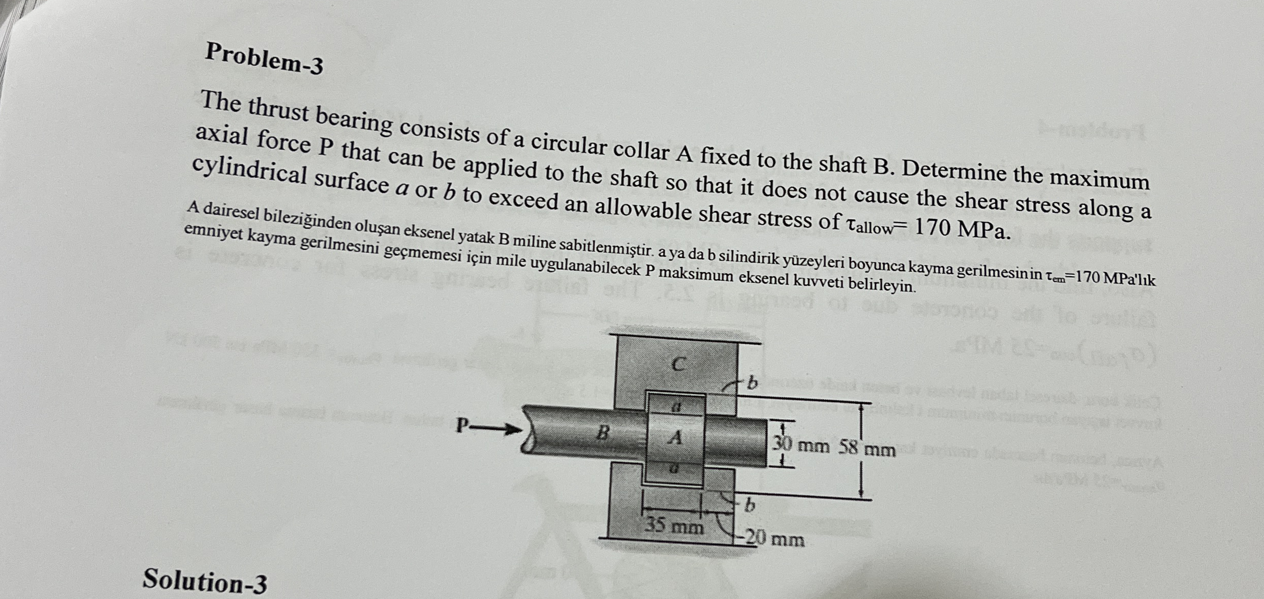 Problem - 3 The thrust bearing consists of a