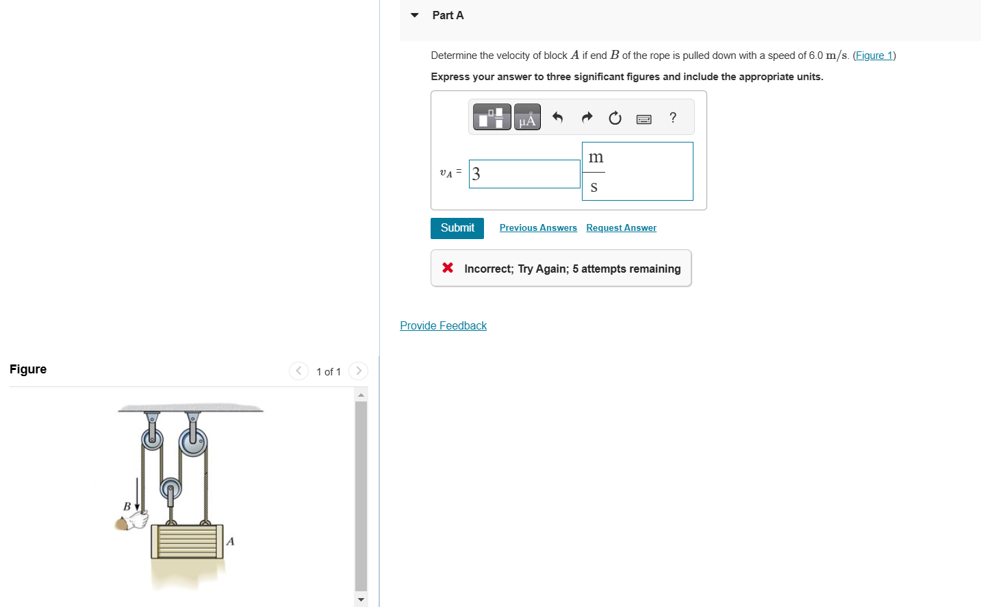 Part A Determine the velocity of block \ ( A \ )
