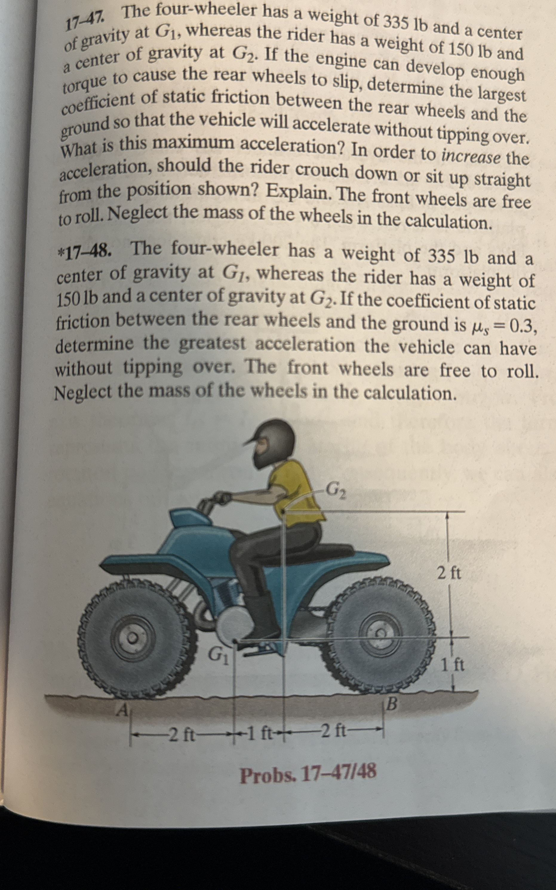 1 7 - 4 7 . The four - wheeler has a weight of 3