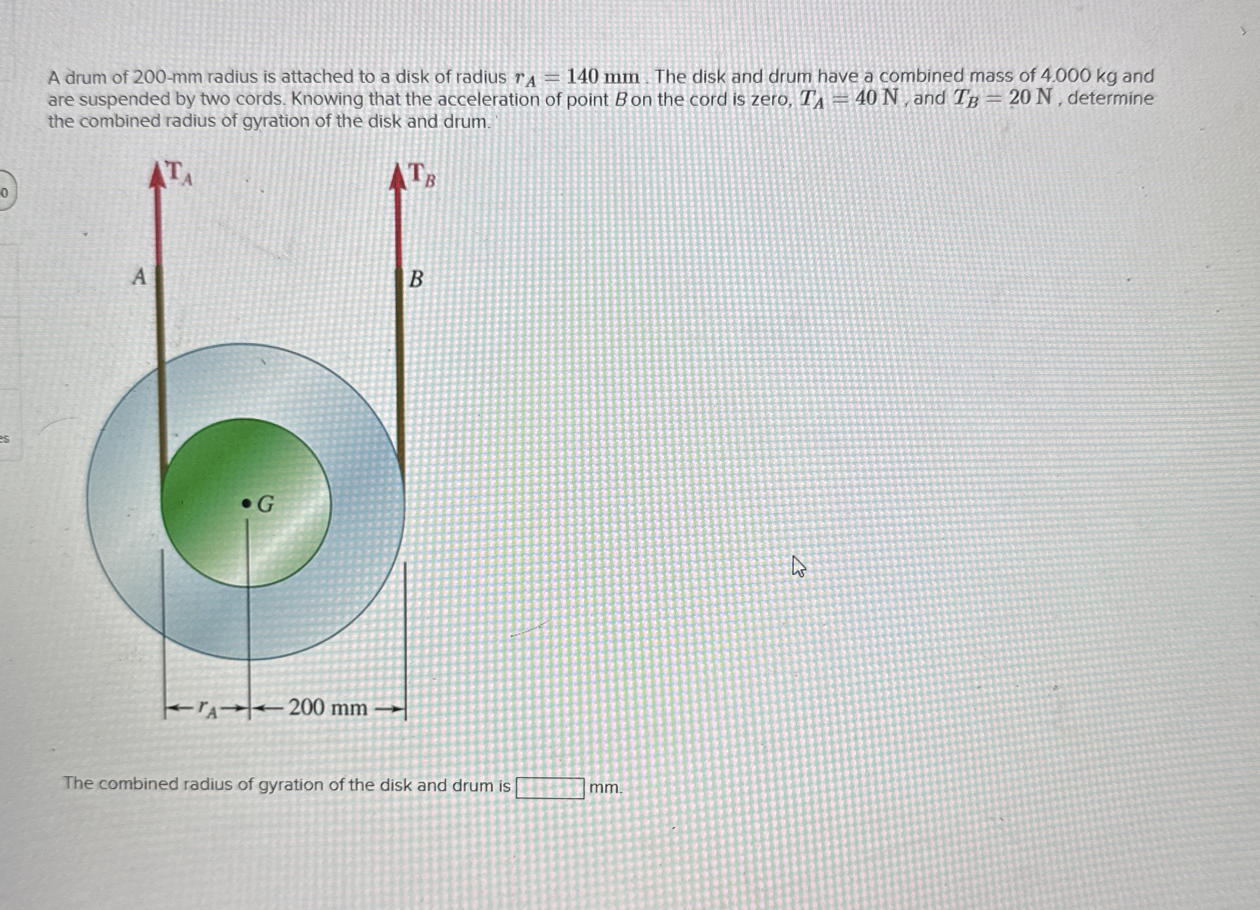 A drum of 2 0 0 - m m radius is attached to a