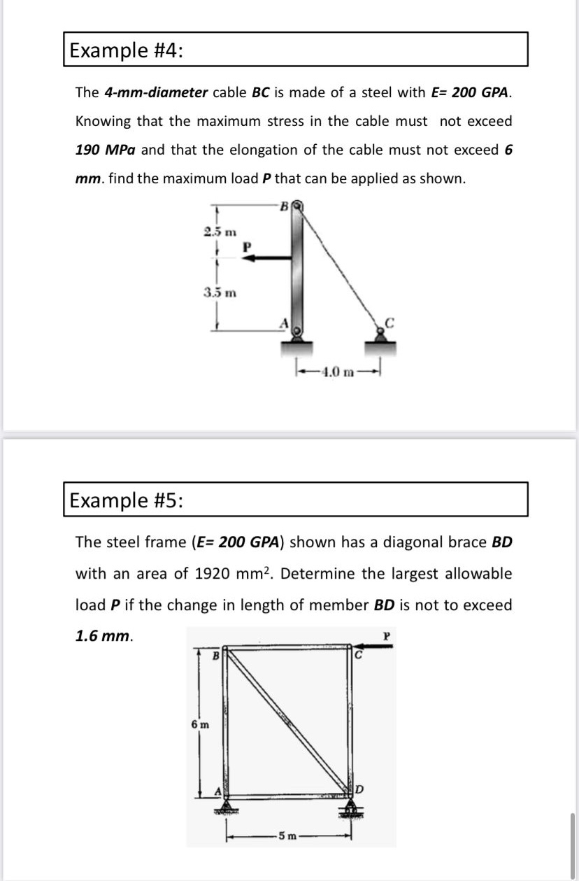 Example # 4 : The 4 - mm - diameter cable BC is