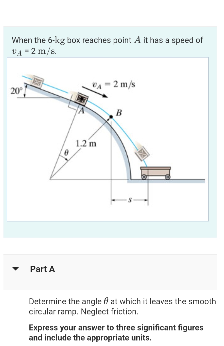 When the 6 - k g box reaches point A it has a