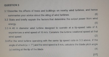 QUESTION 3 3 . 1 Describe the effects of trees