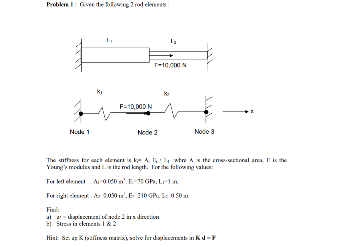 Problem 1 : Given the following 2 rod elements :