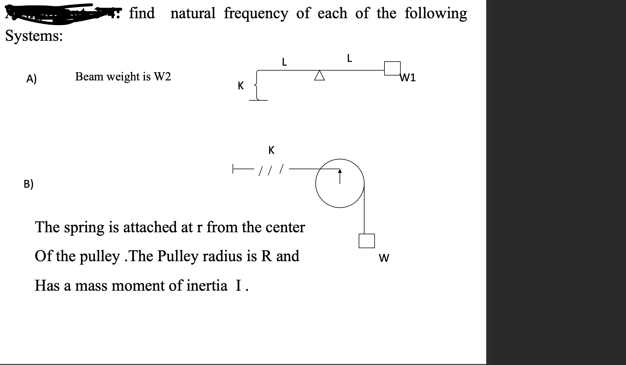 find natural frequency of each of the following