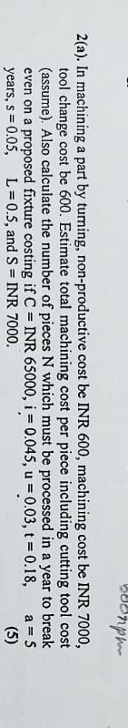 2 ( a ) . In machining a part by tuming, non -