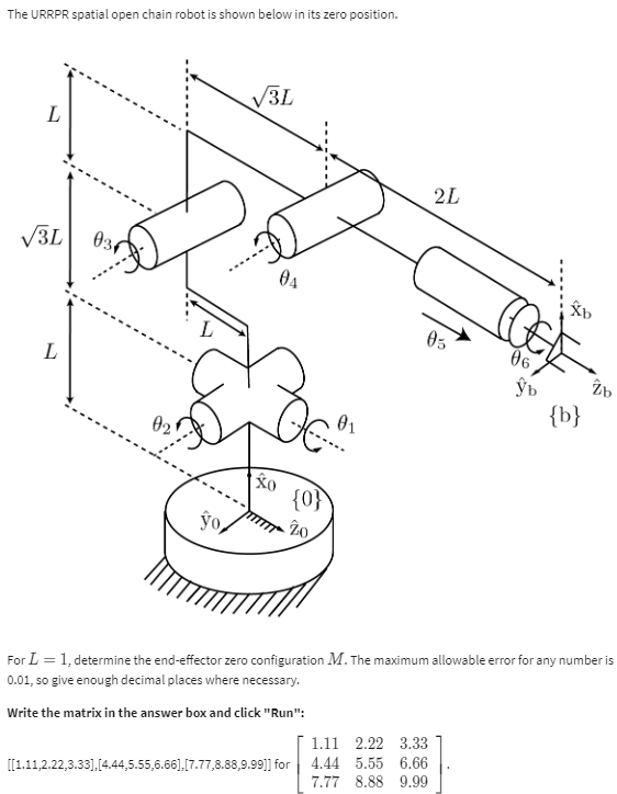 Question 1 The URRPR spatial open chain robot is
