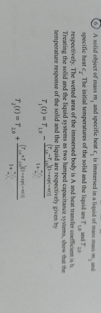 A solid object of mass m 1 and specific heat c 1