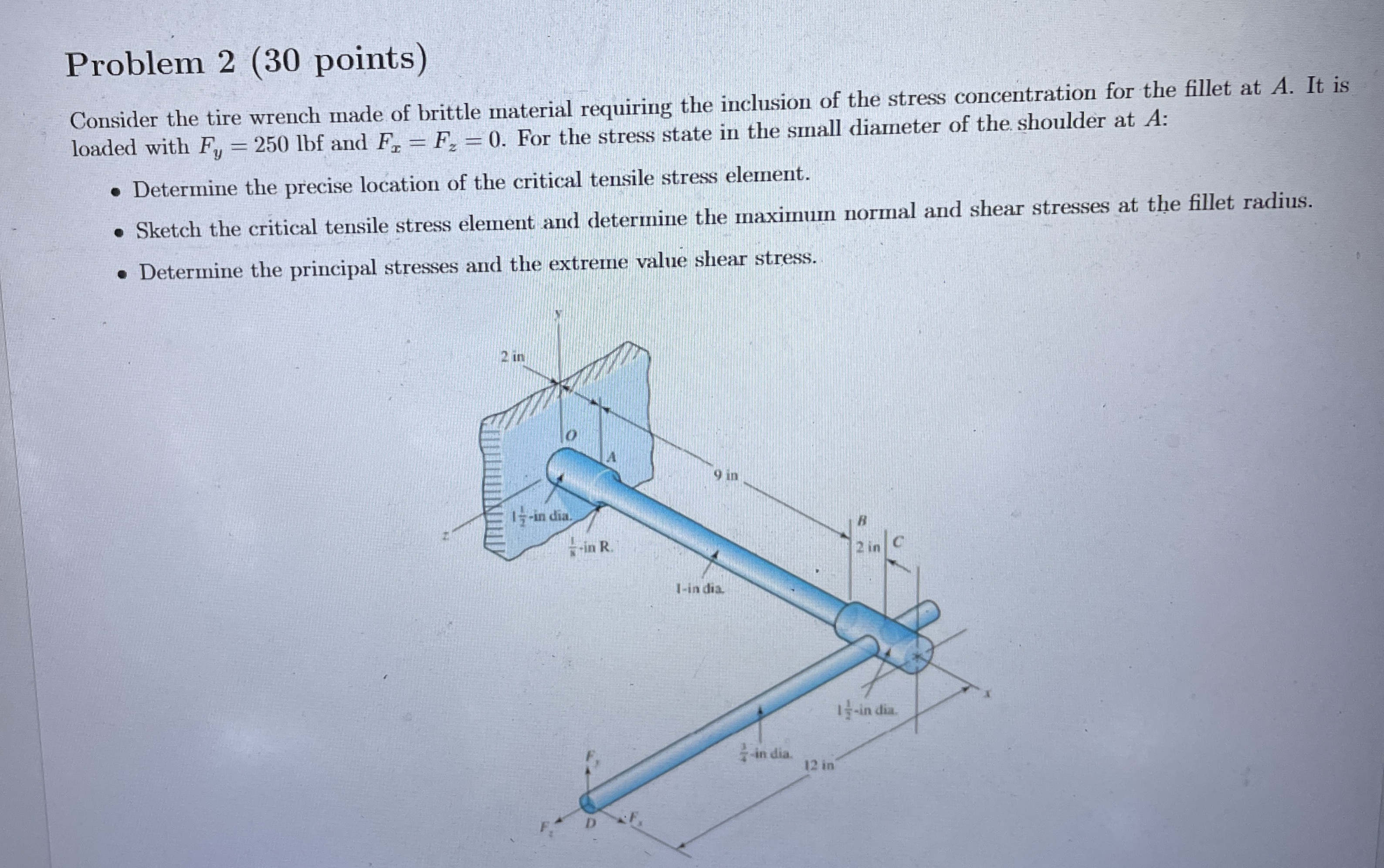 Problem 2 ( 3 0 points ) Consider the tire wrench