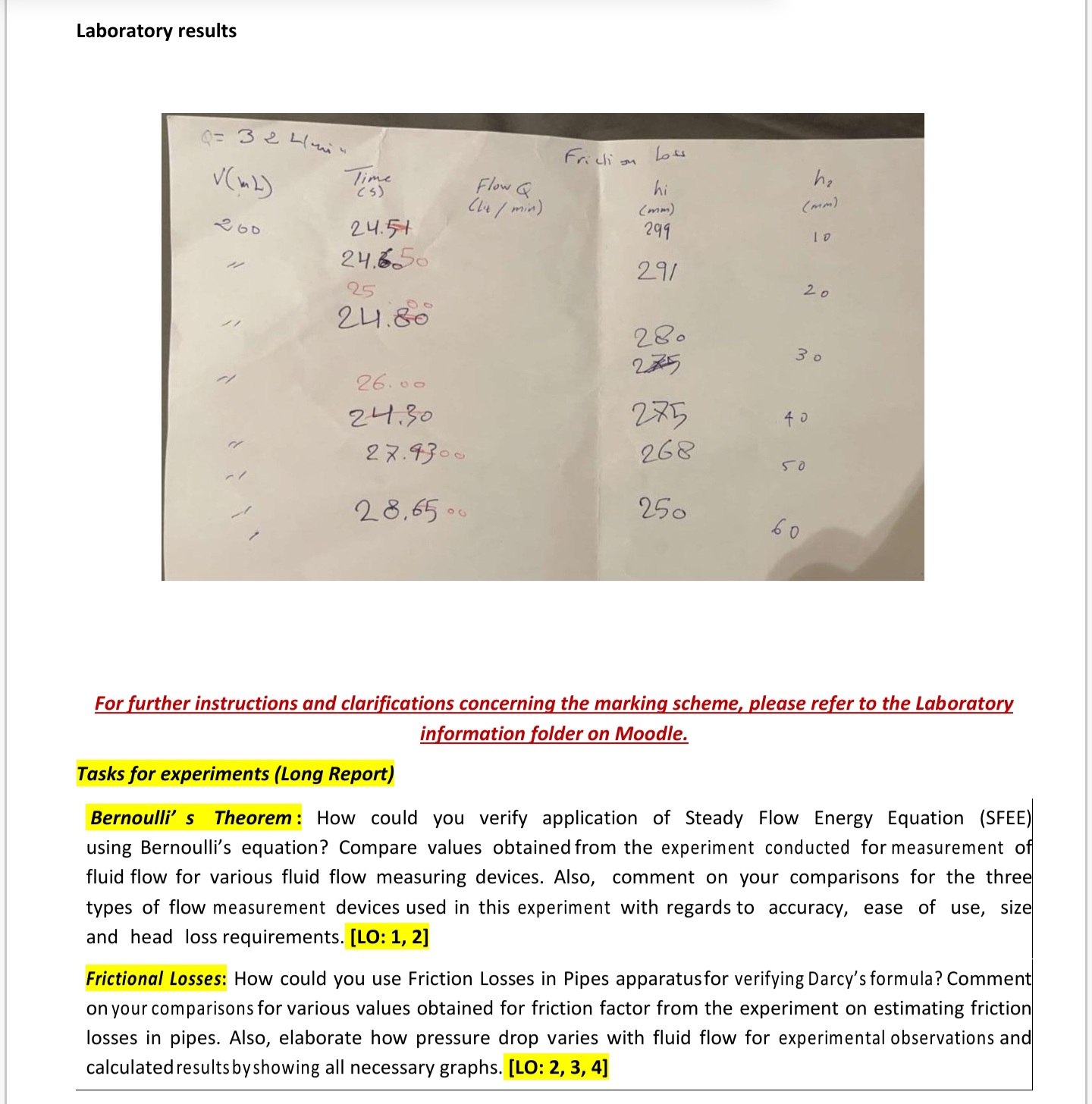 Laboratory results For further instructions and