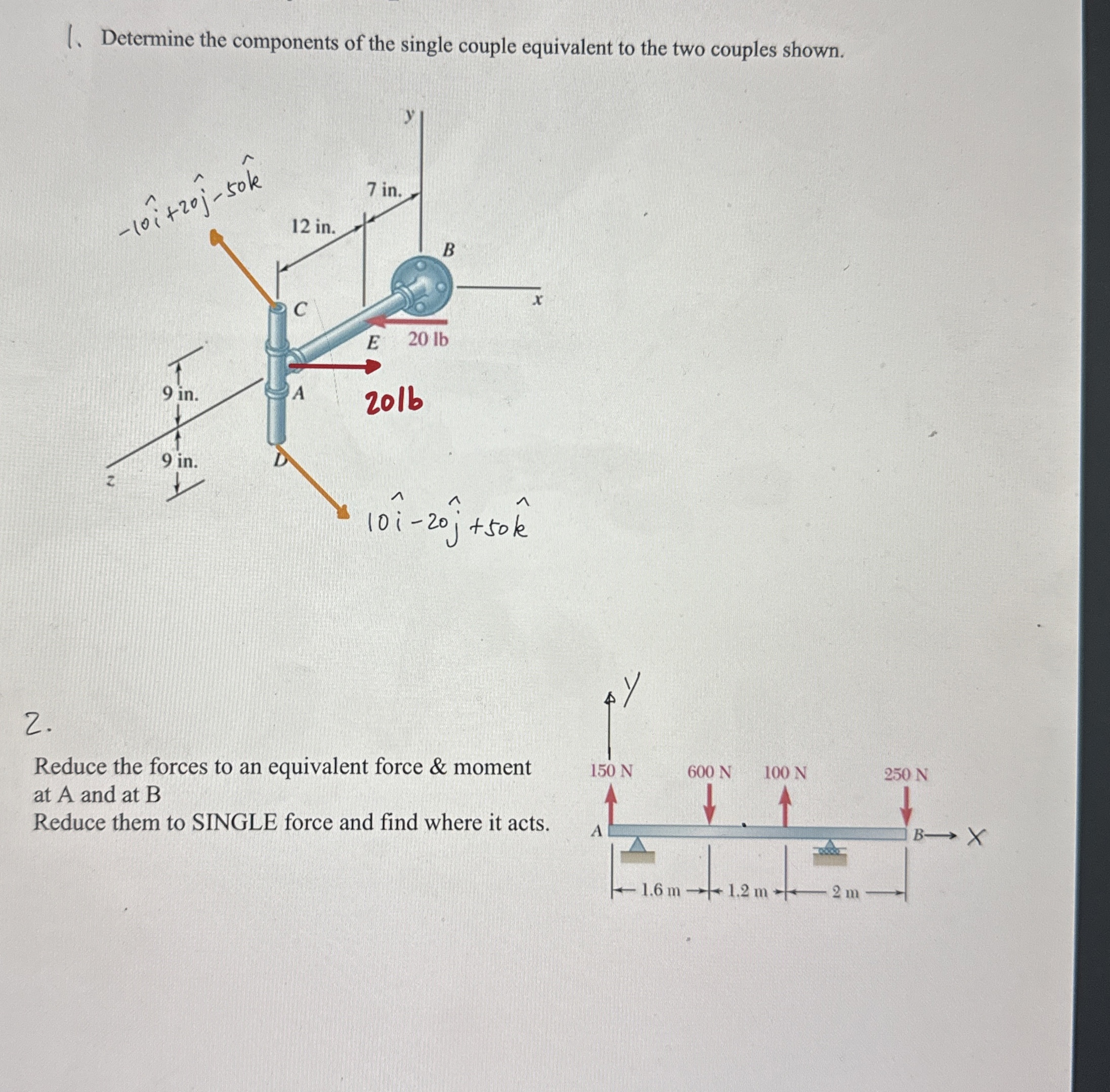 Determine the components of the single couple
