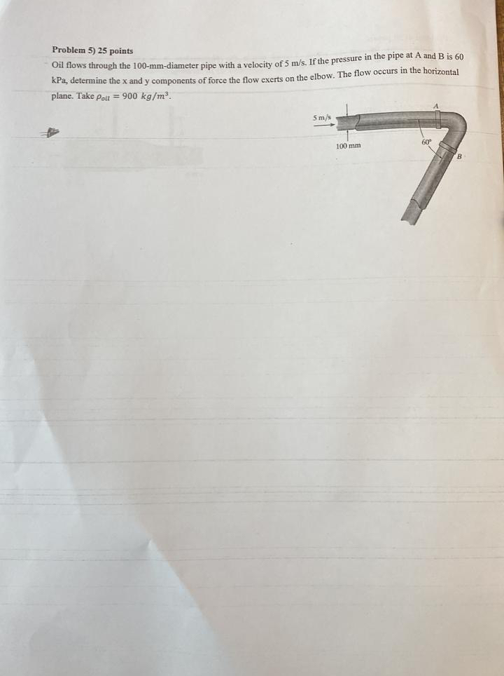 Problem 5 ) 2 5 points Oil flows through the 1 0