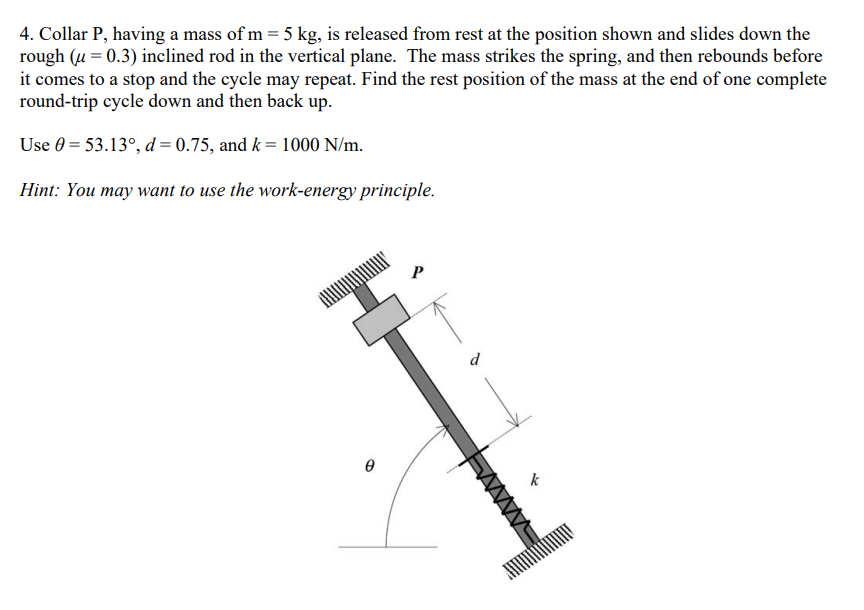 Collar P , having a mass of m = 5 kg , is