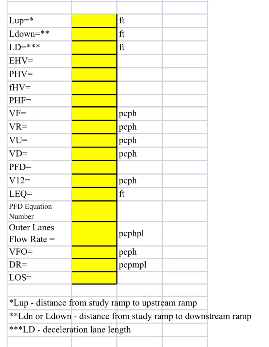 The freeway shown below has 1 2 - foot lanes,