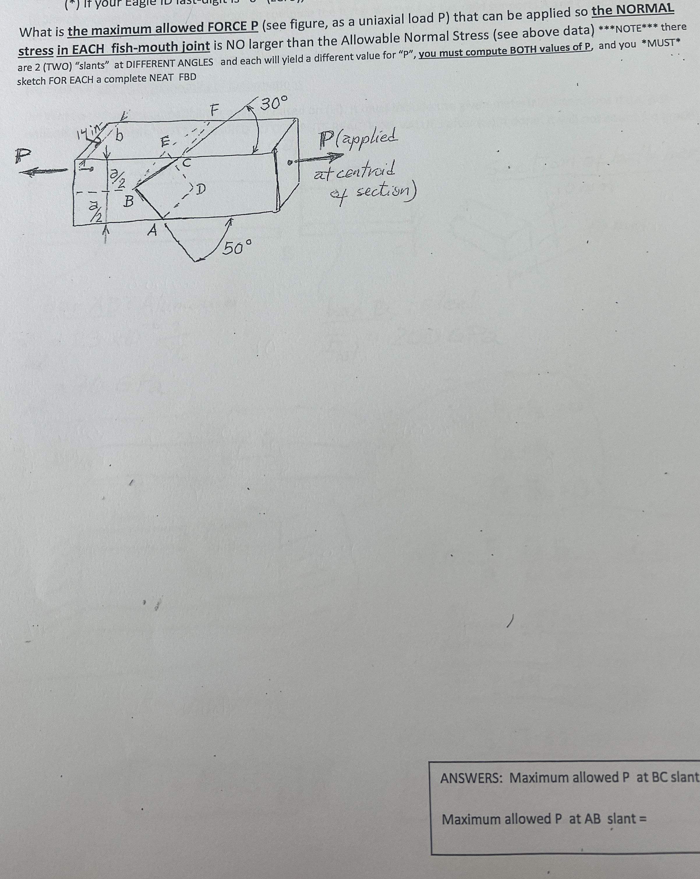 What is the maximum allowed FORCE P ( see figure,