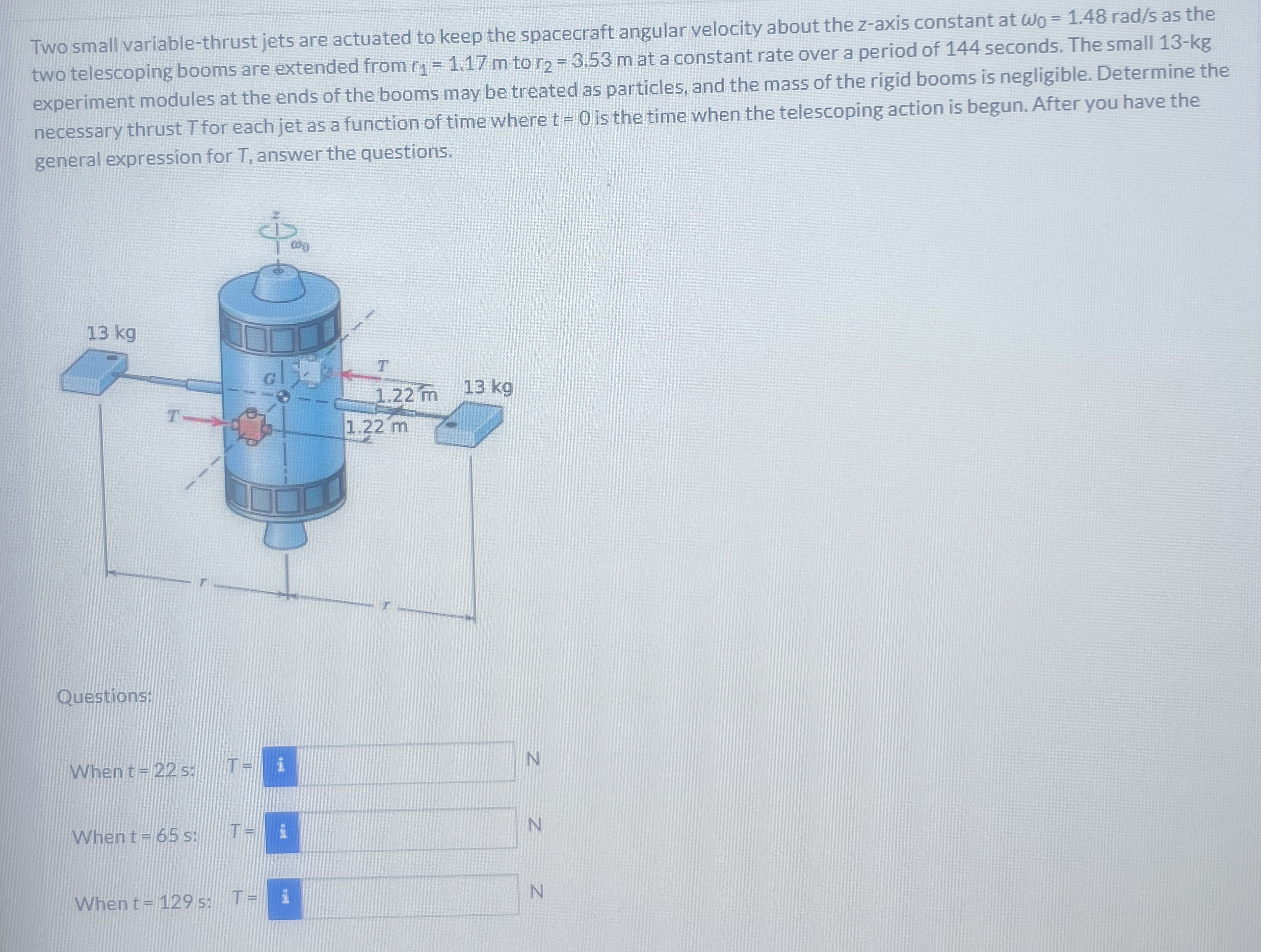 Two small variable - thrust jets are actuated to