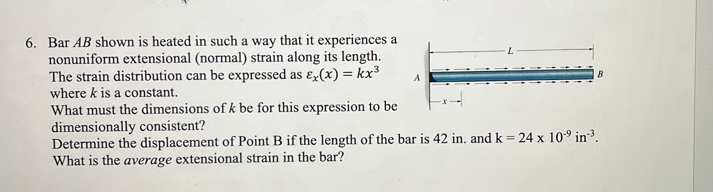 Bar A B shown is heated in such a way that it