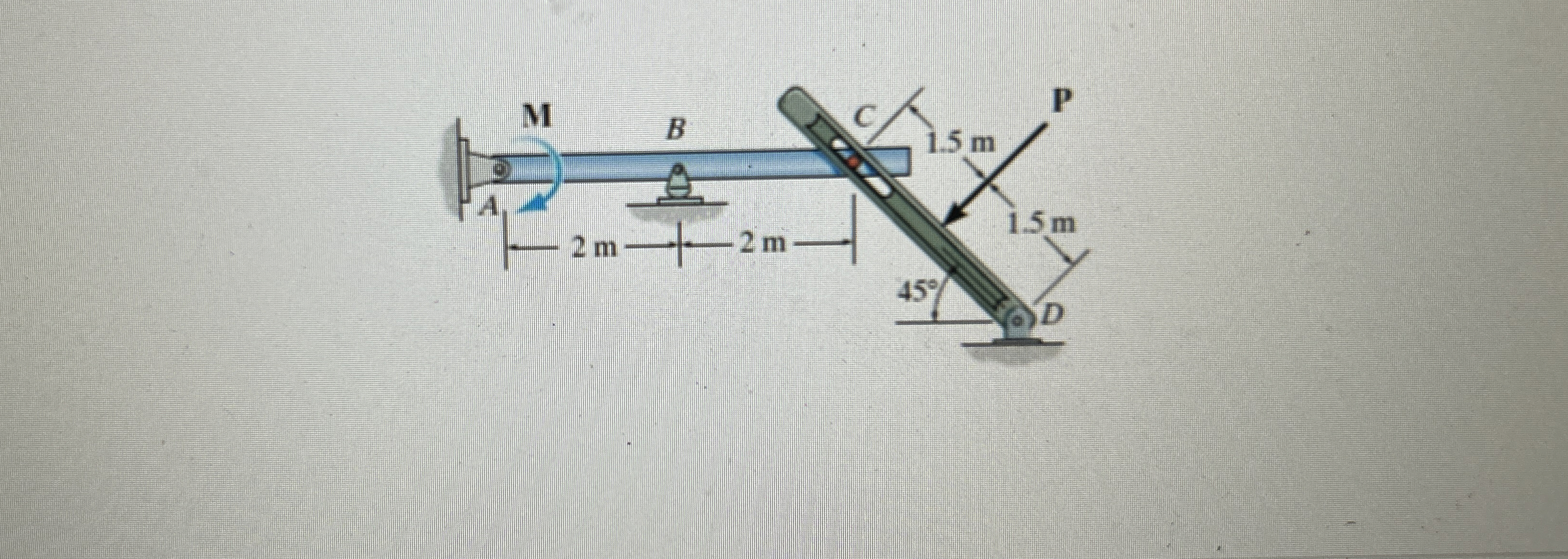 In ( Figure 1 ) , M = 7 0 0 N * m and P = 5 0 0 N