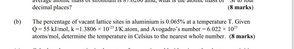( b ) The percentage of vacant lattice sites in
