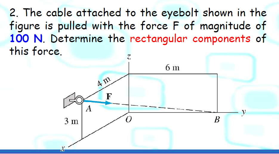 The cable attached to the eyebolt shown in the