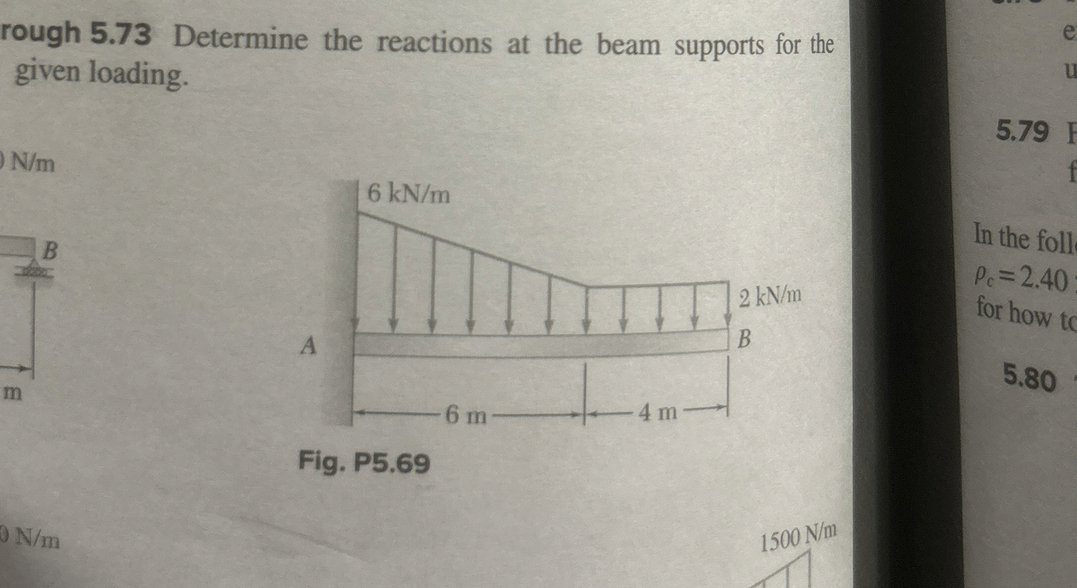 Determine the reactions at the beam supports for