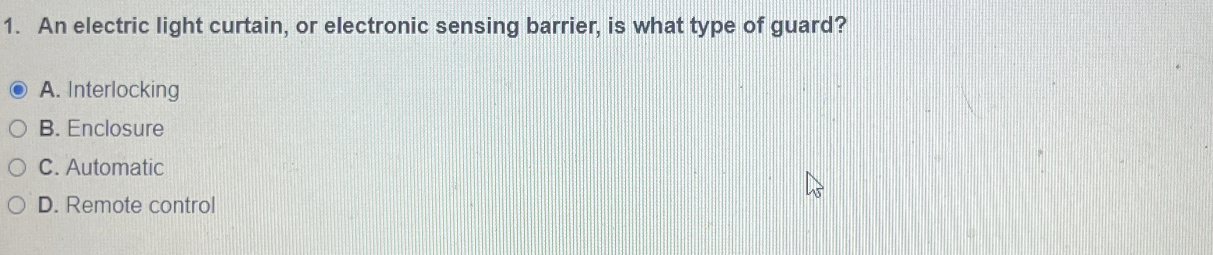 An electric light curtain, or electronic sensing