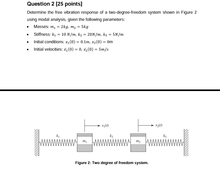 Question 2 [ 2 5 points ] Determine the free