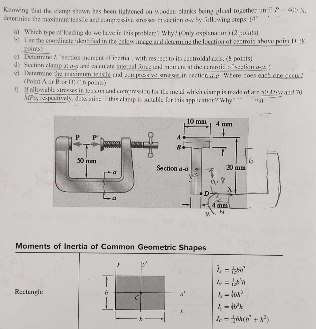 Knowing that the clamp shown has been tightened