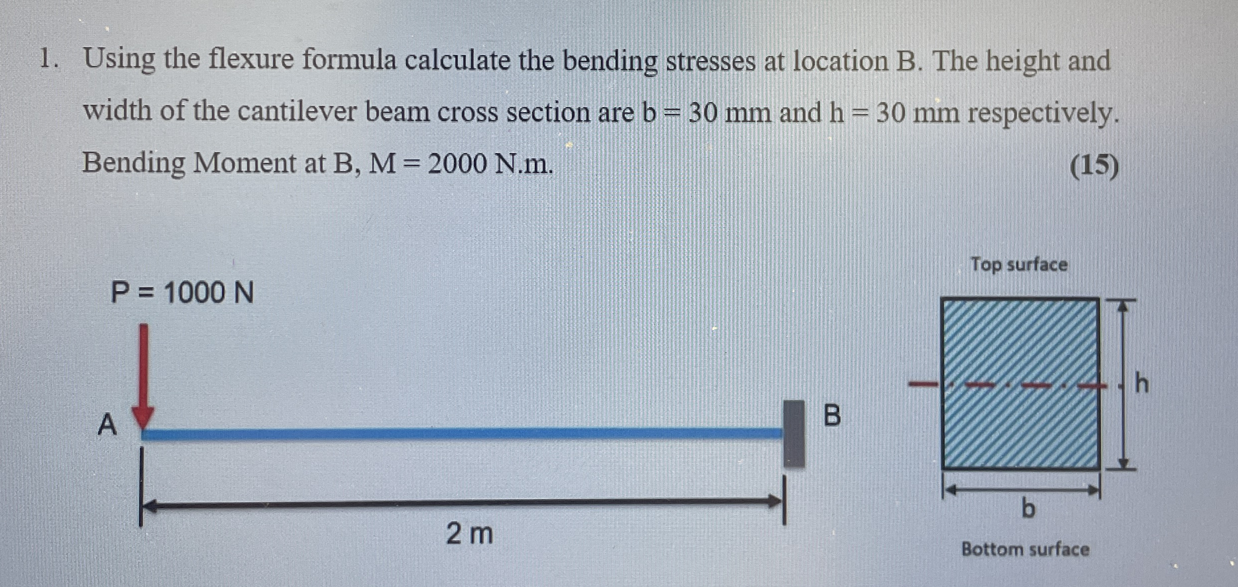 Using the flexure formula calculate the bending