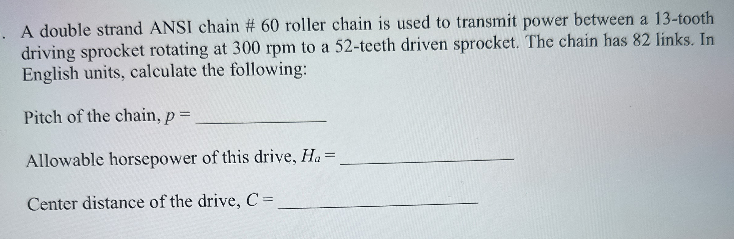 A double strand ANSI chain # 6 0 roller chain is