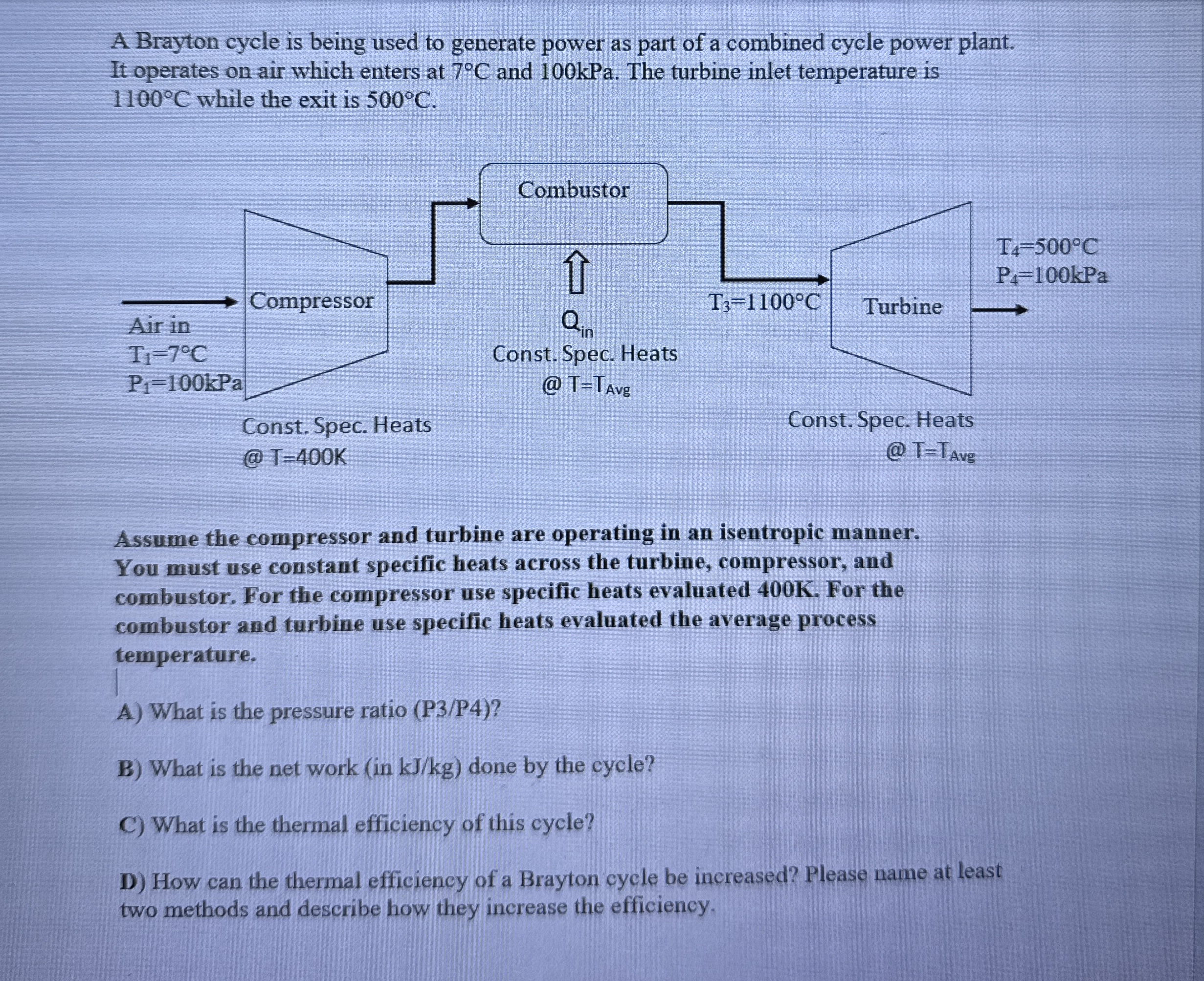 A Brayton cycle is being used to generate power