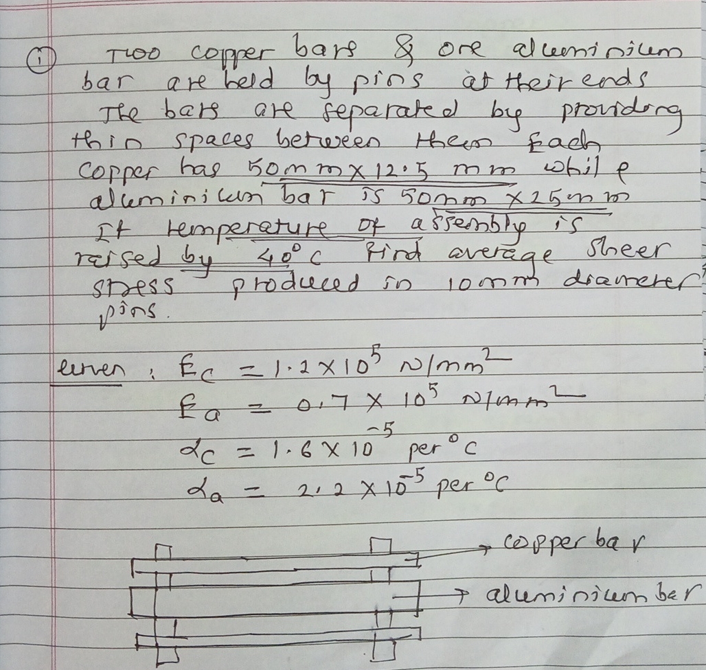 ( 1 ) Two copper bars & one alueninilum bar are