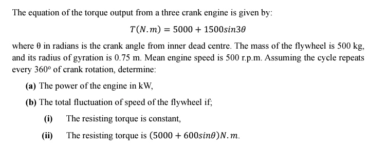 The equation of the torque output from a three