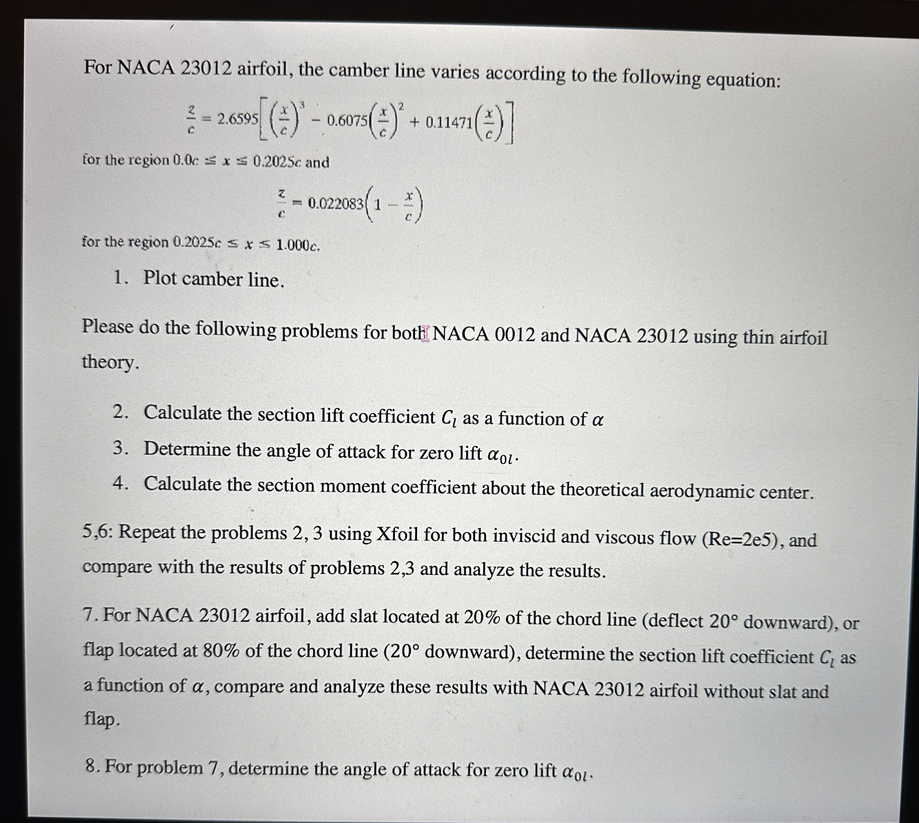 For NACA 2 3 0 1 2 airfoil, the camber line