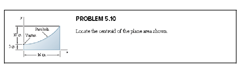 PROBLEM 5 . 1 0 Locate the centroid of the plane