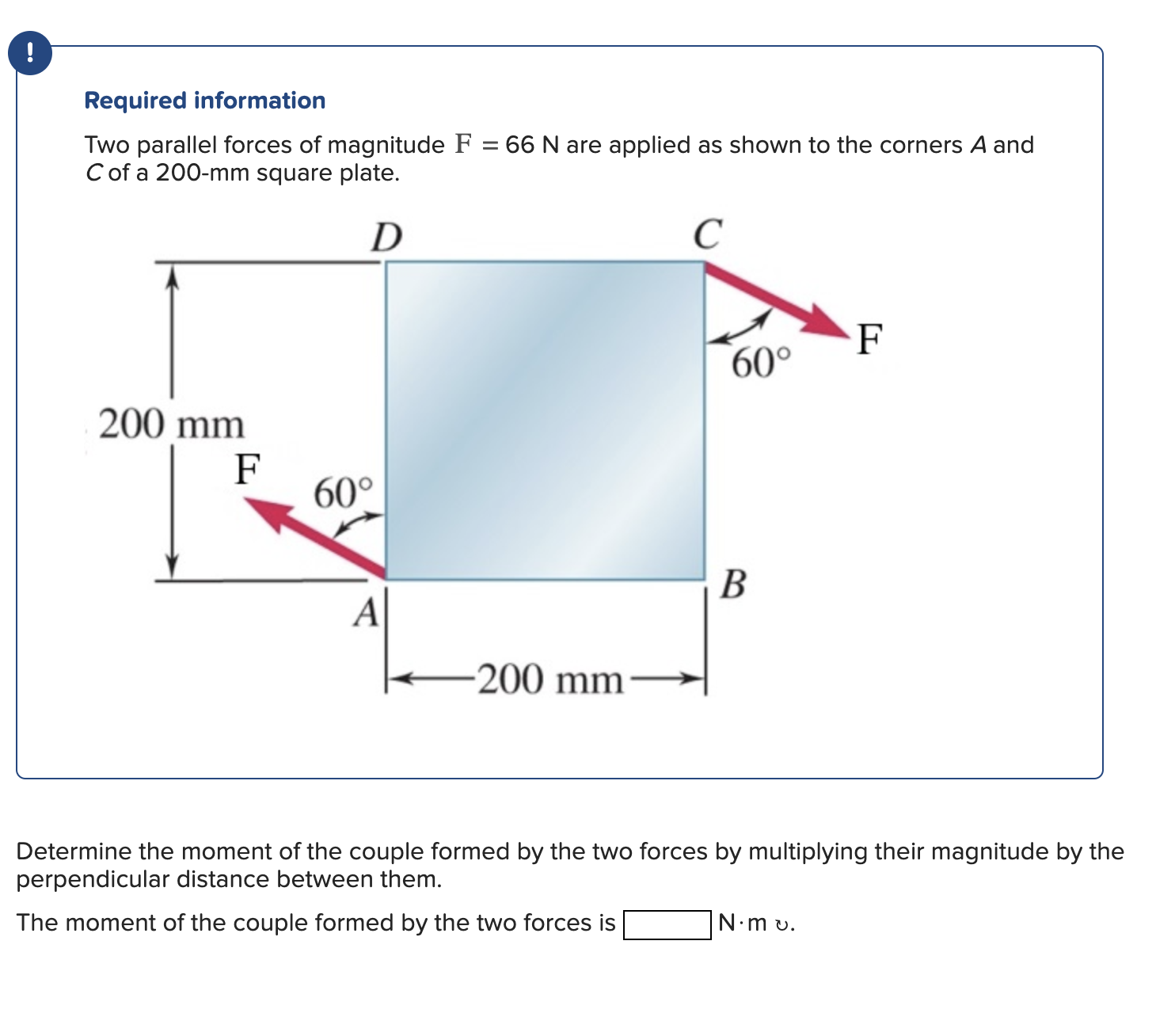 Required information Two parallel forces of