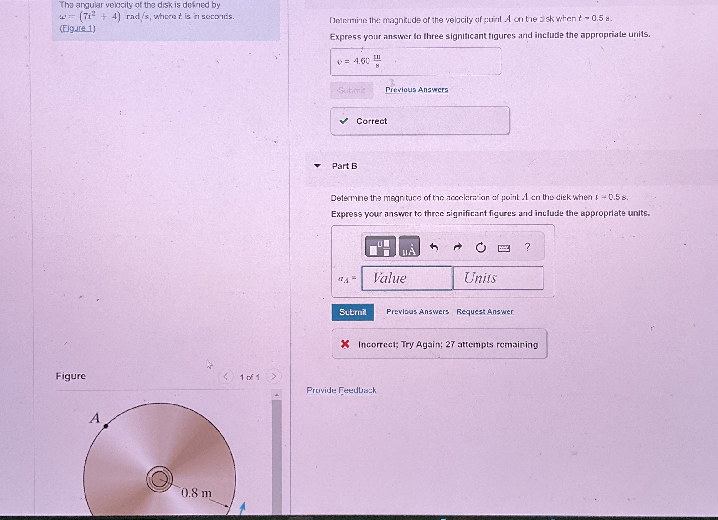 The angular velocity of the disk is defined by =