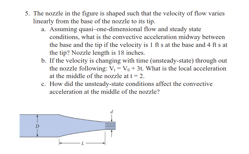 5 . The nozzle in the figure is shaped such that