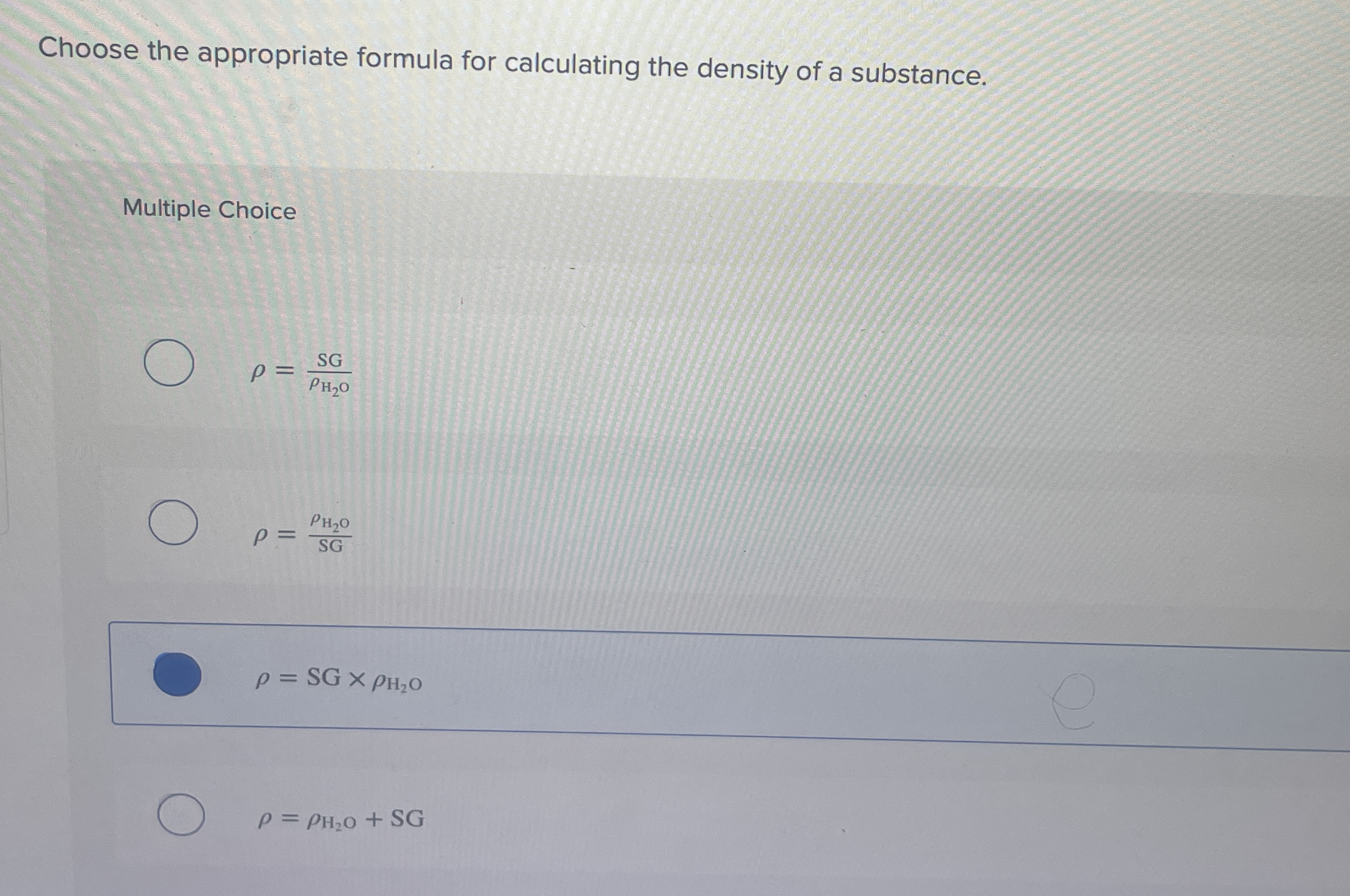Choose the appropriate formula for calculating
