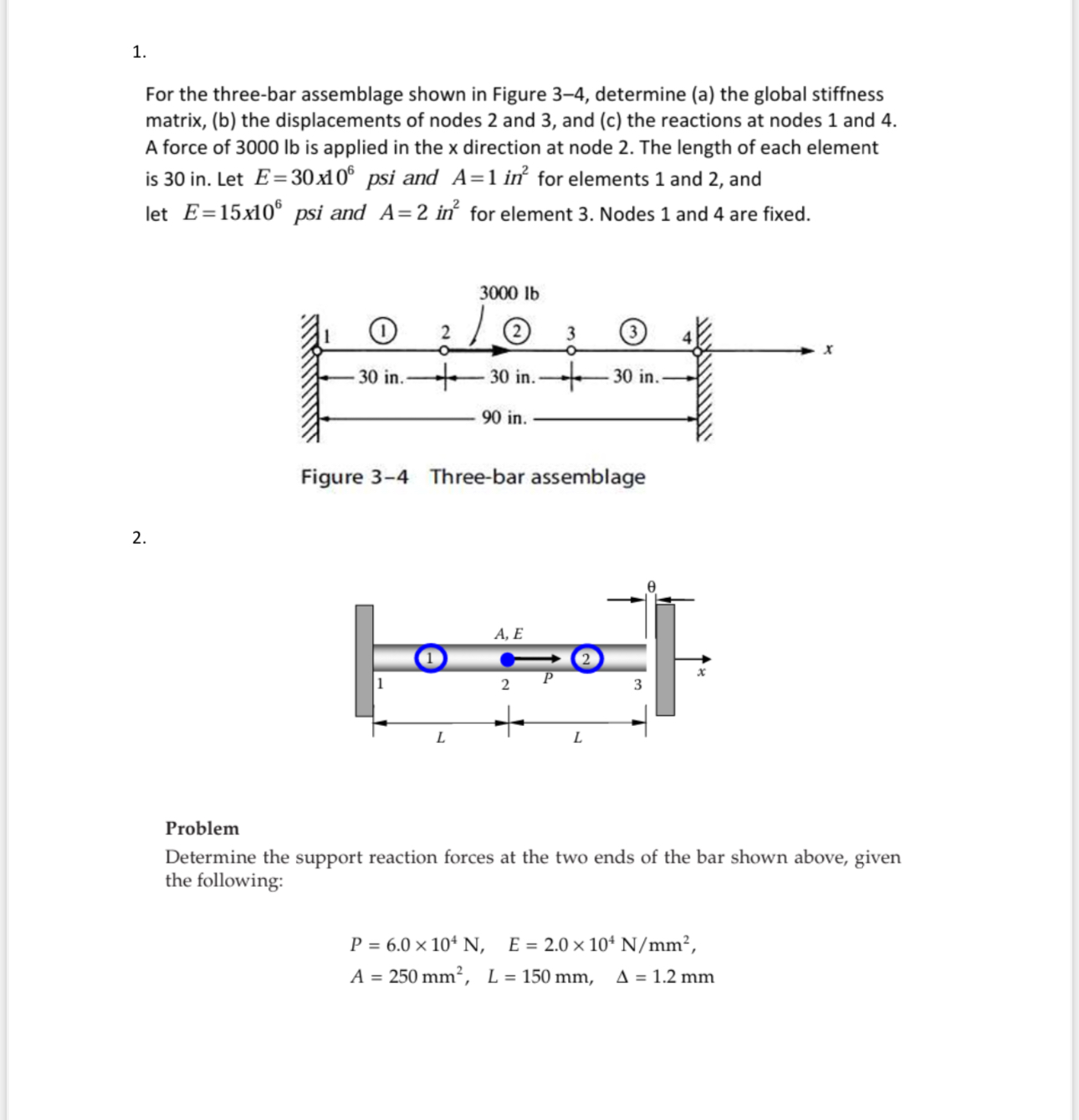 For the three - bar assemblage shown in Figure 3