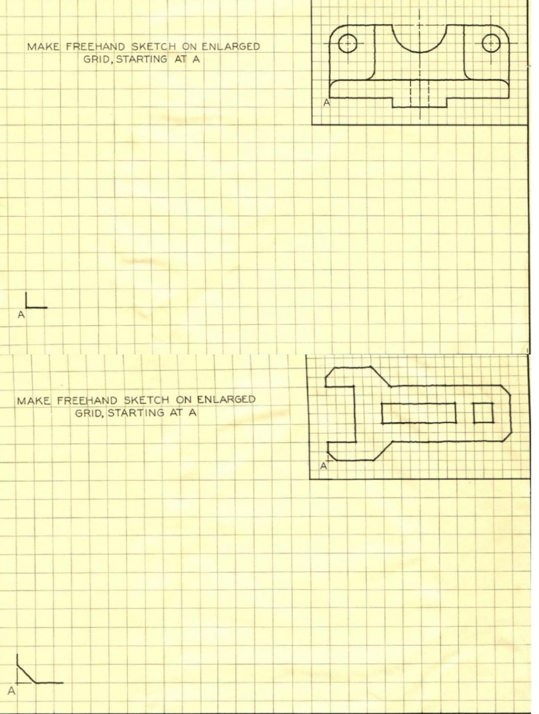 MAKE FREEHAND SKETCH ON ENLARGED GRID, STARTING