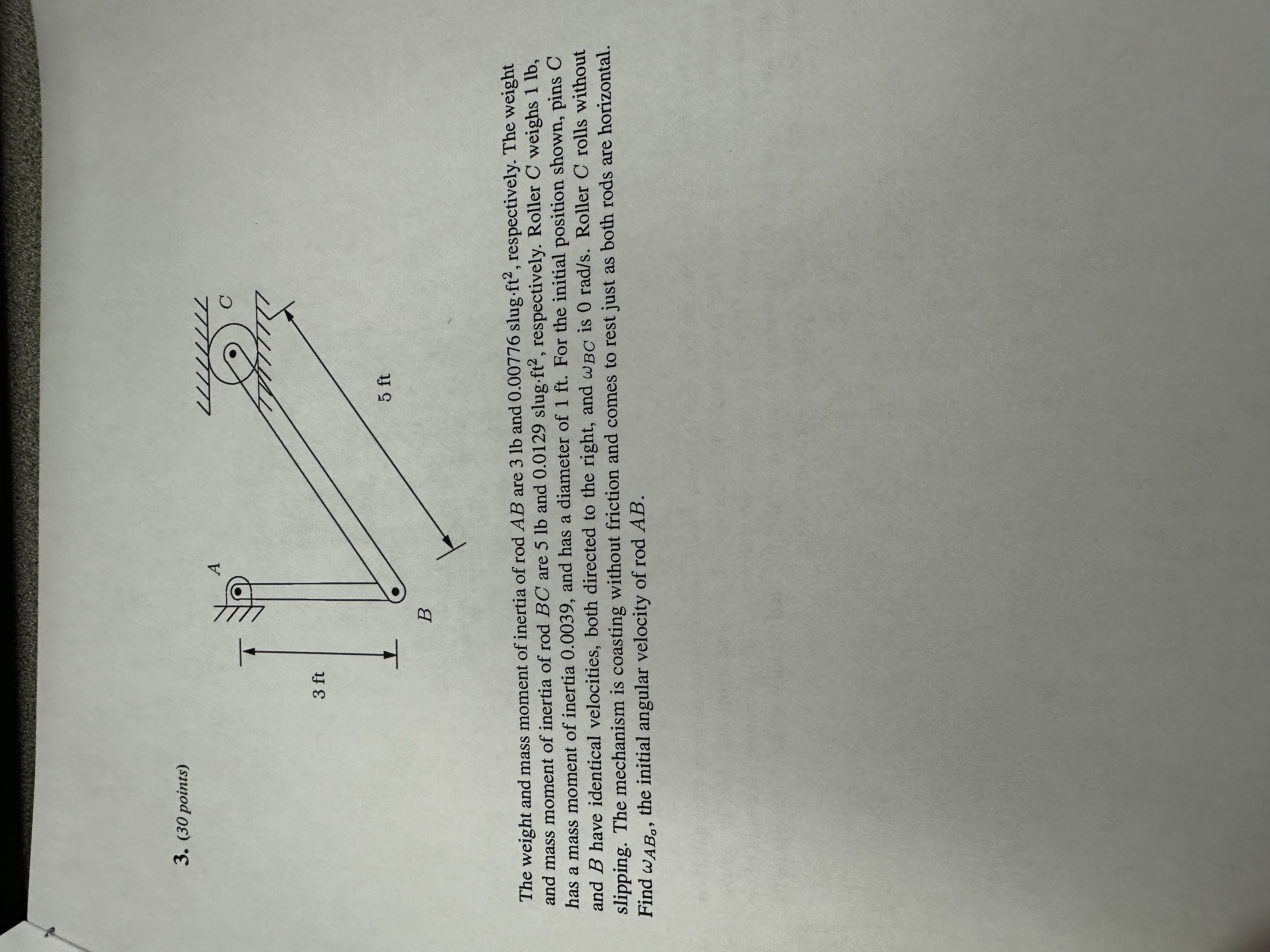 ( 3 0 points ) The weight and mass moment of